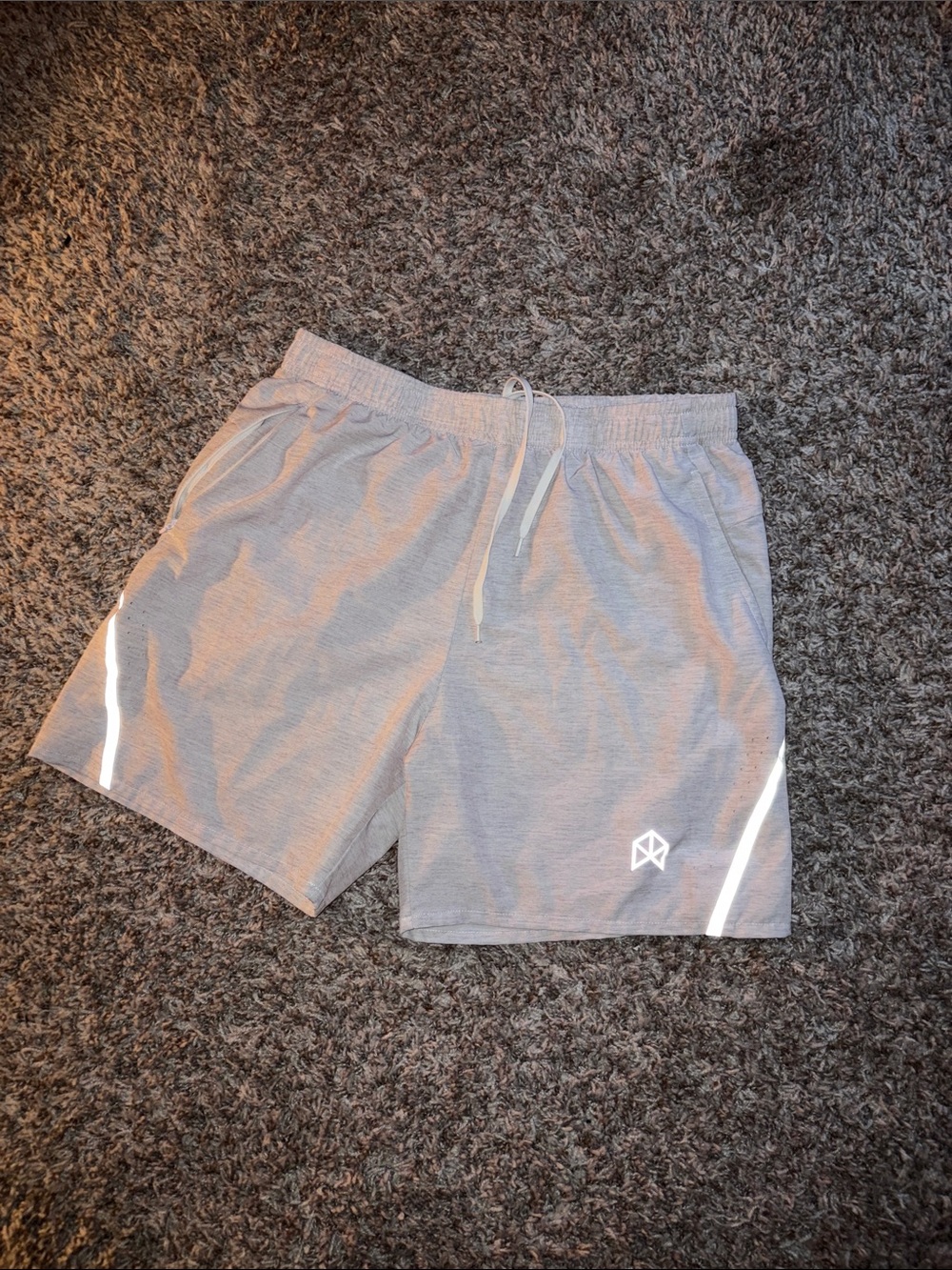 Men's Gray Performance Running Shorts with Reflective Accents
